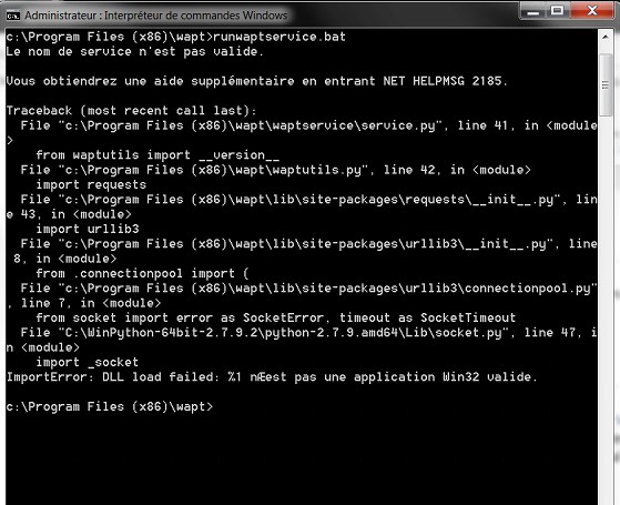 erreur avec runwaptservice.bat