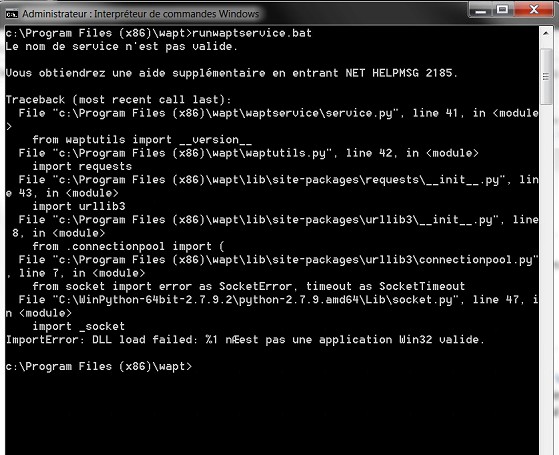 Error con runwaptservice.bat