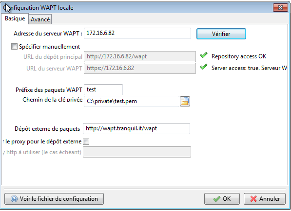 Preferencias locales de WAPT