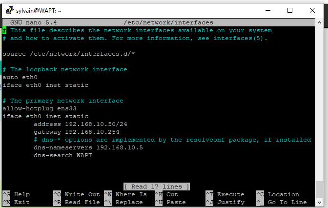 putty wapt 3 - interfaccia di rete dopo la modifica.JPG
